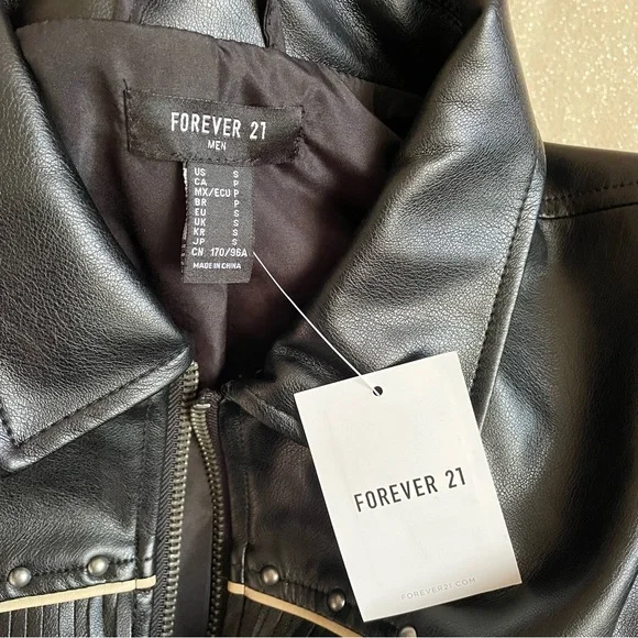 Forever 21 Oversized Fringe Studded Faux Leather Jacket ✨ - Picture 4 of 9